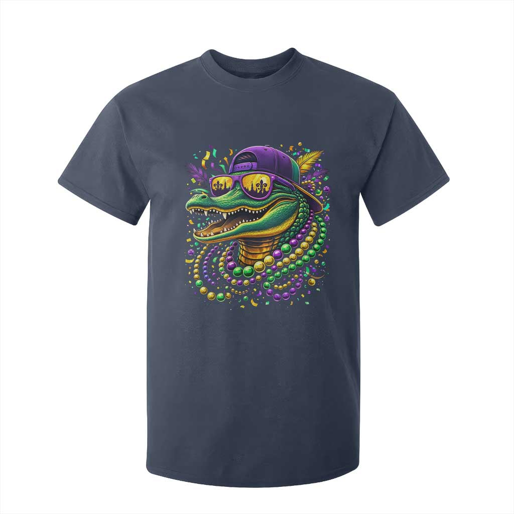 Mardigator Mardi Gras Alligator Carnival Beads T Shirt For Kid TS11 Navy Print Your Wear