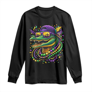 Mardigator Mardi Gras Alligator Carnival Beads Long Sleeve Shirt TS11 Black Print Your Wear