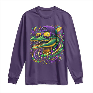 Mardigator Mardi Gras Alligator Carnival Beads Long Sleeve Shirt TS11 Purple Print Your Wear