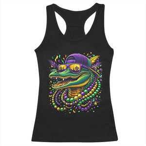 Mardigator Mardi Gras Alligator Carnival Beads Racerback Tank Top TS11 Black Print Your Wear