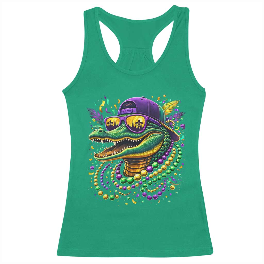 Mardigator Mardi Gras Alligator Carnival Beads Racerback Tank Top TS11 Irish Green Print Your Wear