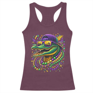 Mardigator Mardi Gras Alligator Carnival Beads Racerback Tank Top TS11 Maroon Print Your Wear