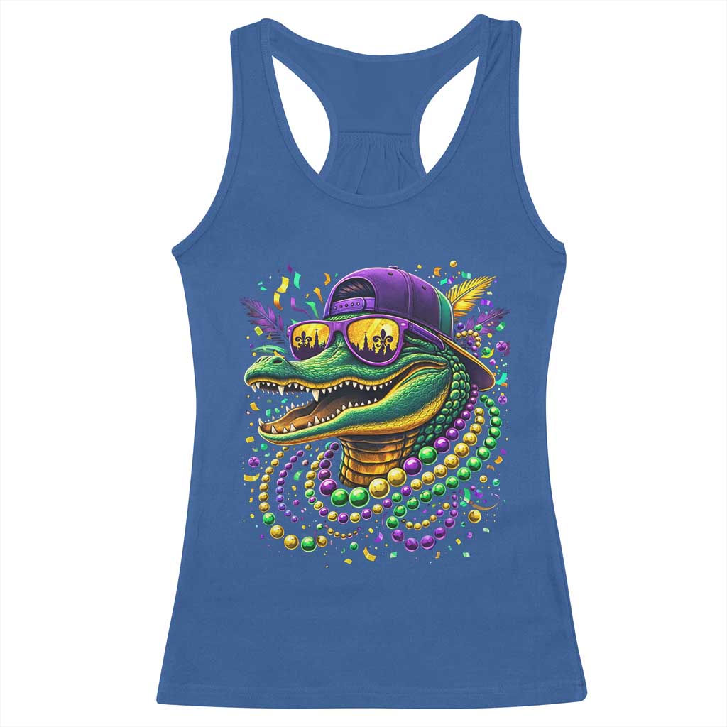 Mardigator Mardi Gras Alligator Carnival Beads Racerback Tank Top TS11 Royal Blue Print Your Wear