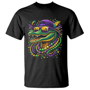 Mardigator Mardi Gras Alligator Carnival Beads T Shirt TS11 Black Print Your Wear