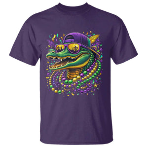 Mardigator Mardi Gras Alligator Carnival Beads T Shirt TS11 Purple Print Your Wear