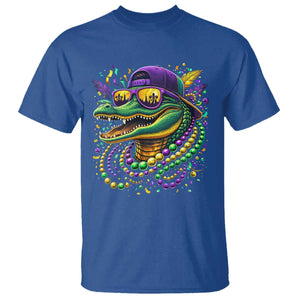 Mardigator Mardi Gras Alligator Carnival Beads T Shirt TS11 Royal Blue Print Your Wear