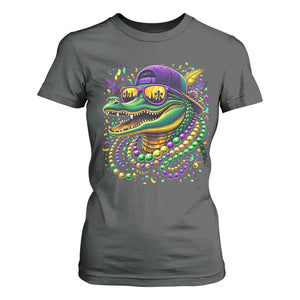Mardigator Mardi Gras Alligator Carnival Beads T Shirt For Women TS11 Dark Heather Print Your Wear
