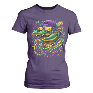 Mardigator Mardi Gras Alligator Carnival Beads T Shirt For Women TS11 Purple Print Your Wear