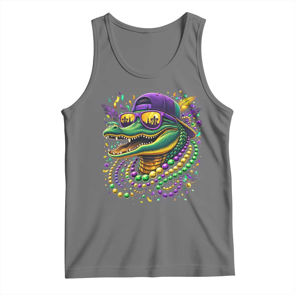 Mardigator Mardi Gras Alligator Carnival Beads Tank Top TS11 Black Heather Print Your Wear