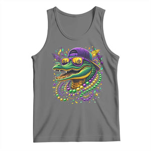 Mardigator Mardi Gras Alligator Carnival Beads Tank Top TS11 Black Heather Print Your Wear