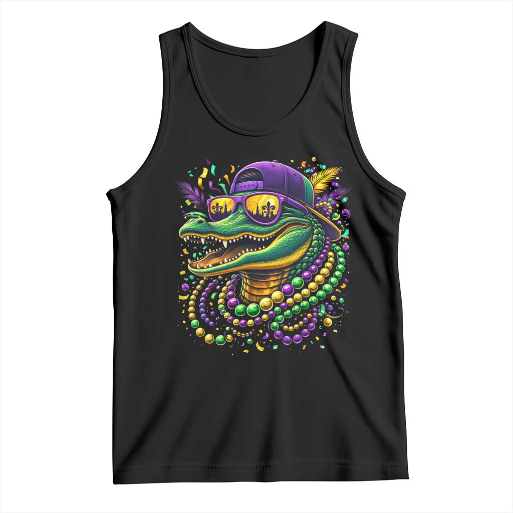 Mardigator Mardi Gras Alligator Carnival Beads Tank Top TS11 Black Print Your Wear