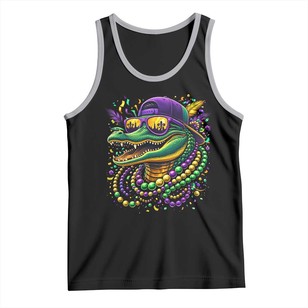 Mardigator Mardi Gras Alligator Carnival Beads Tank Top TS11 Black Athletic Heather Print Your Wear