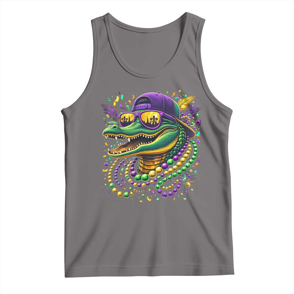 Mardigator Mardi Gras Alligator Carnival Beads Tank Top TS11 Deep Heather Print Your Wear