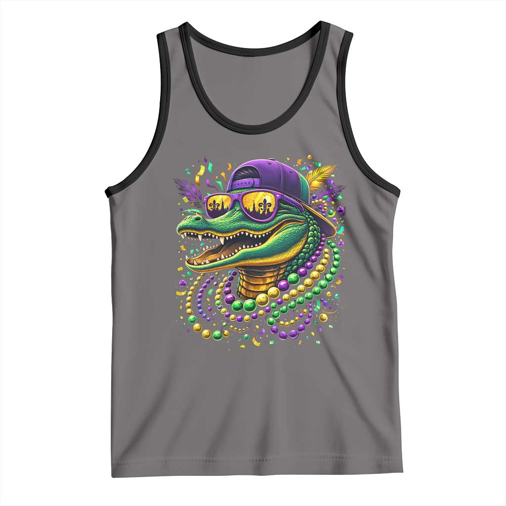 Mardigator Mardi Gras Alligator Carnival Beads Tank Top TS11 Deep Heather Black Print Your Wear
