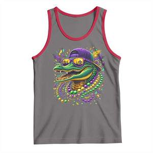 Mardigator Mardi Gras Alligator Carnival Beads Tank Top TS11 Deep Heather Red Print Your Wear