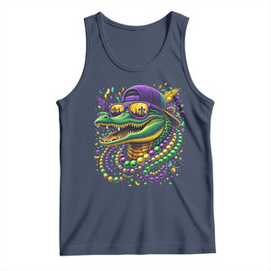 Mardigator Mardi Gras Alligator Carnival Beads Tank Top TS11 Navy Print Your Wear