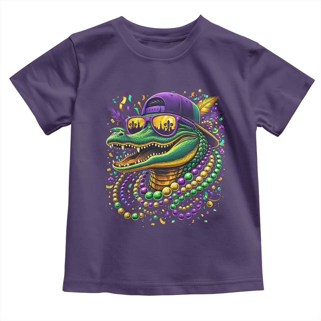 Mardigator Mardi Gras Alligator Carnival Beads Toddler T Shirt TS11 Purple Print Your Wear