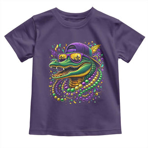 Mardigator Mardi Gras Alligator Carnival Beads Toddler T Shirt TS11 Purple Print Your Wear