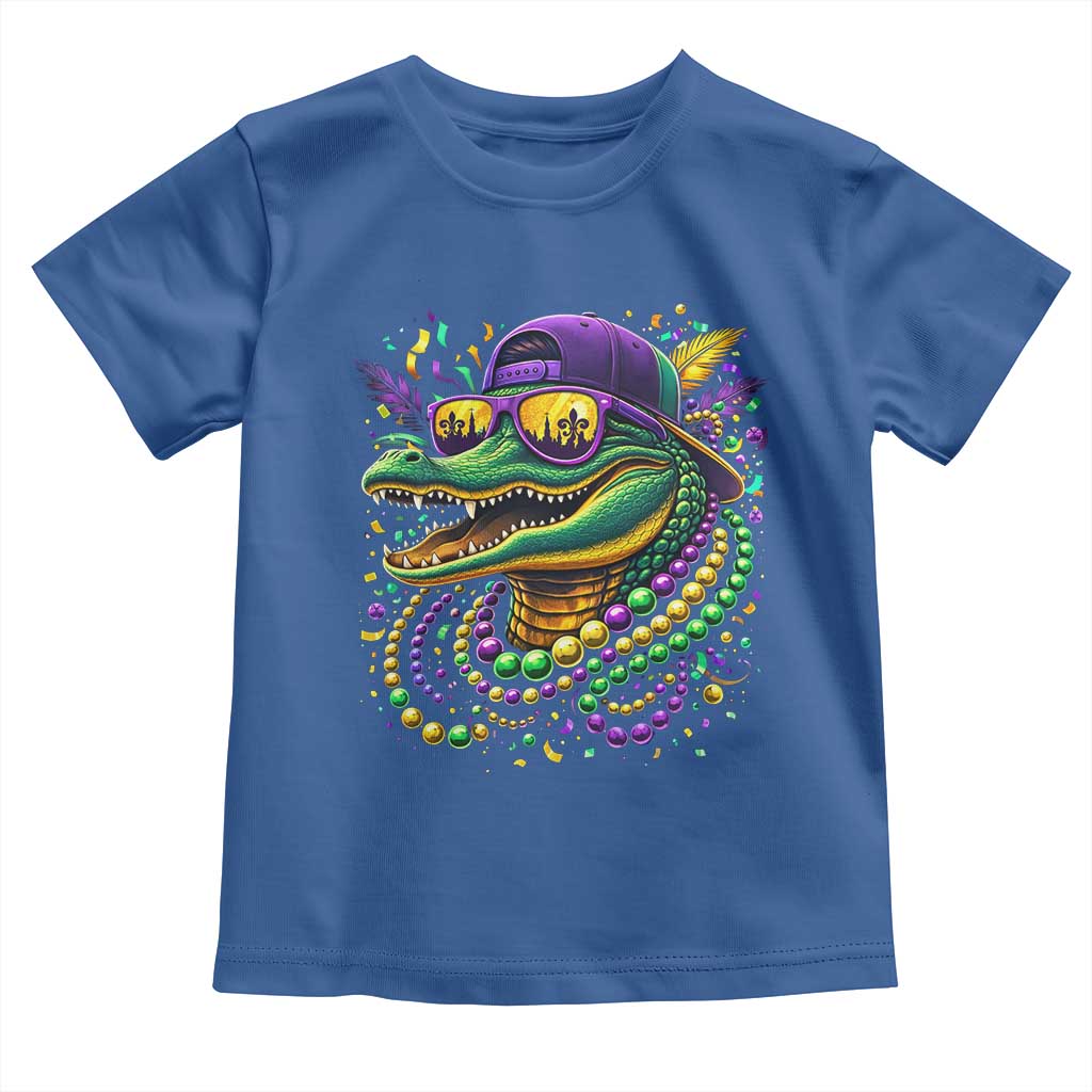 Mardigator Mardi Gras Alligator Carnival Beads Toddler T Shirt TS11 Royal Blue Print Your Wear