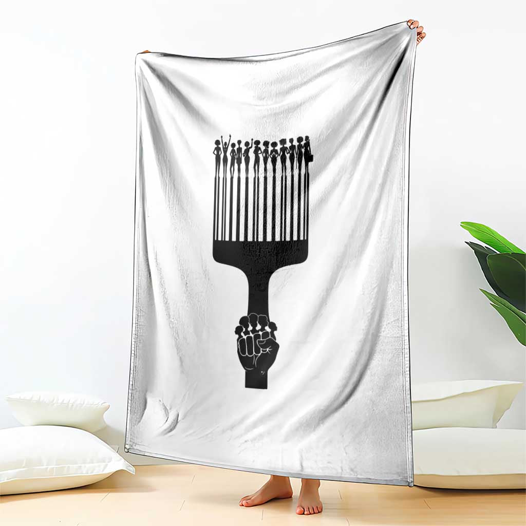 Afro Pick Comb Strong Black Power Fist Throw Blanket TS11 Print Your Wear