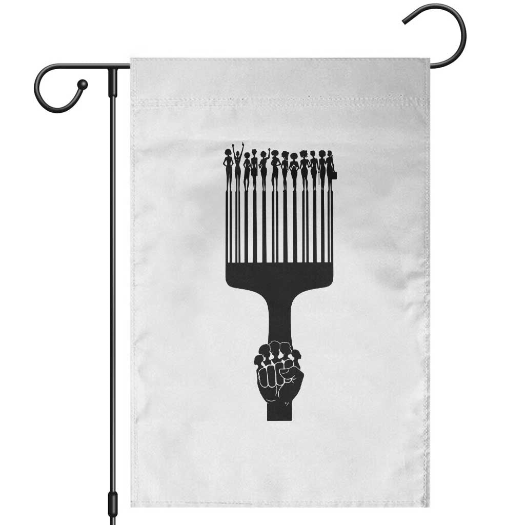 Afro Pick Comb Strong Black Power Fist Garden Flag TS11 White Print Your Wear