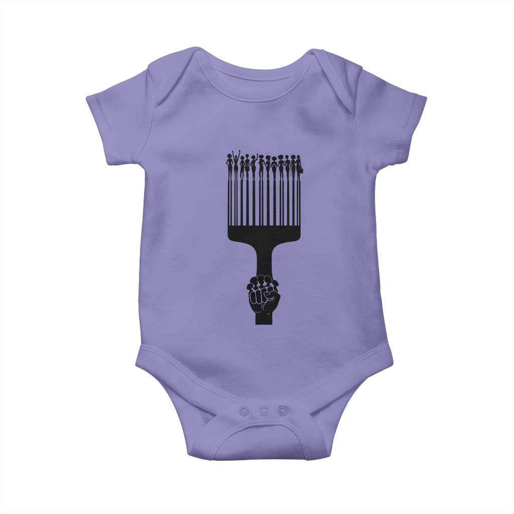 Afro Pick Comb Strong Black Power Fist Baby Onesie TS11 Violet Print Your Wear