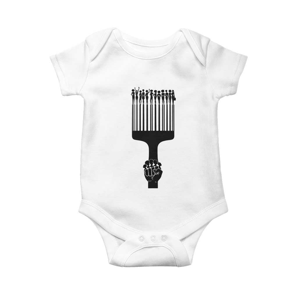 Afro Pick Comb Strong Black Power Fist Baby Onesie TS11 White Print Your Wear