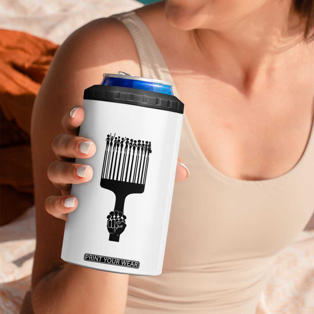 Afro Pick Comb Strong Black Power Fist 4 in 1 Can Cooler Tumbler TS11 Print Your Wear