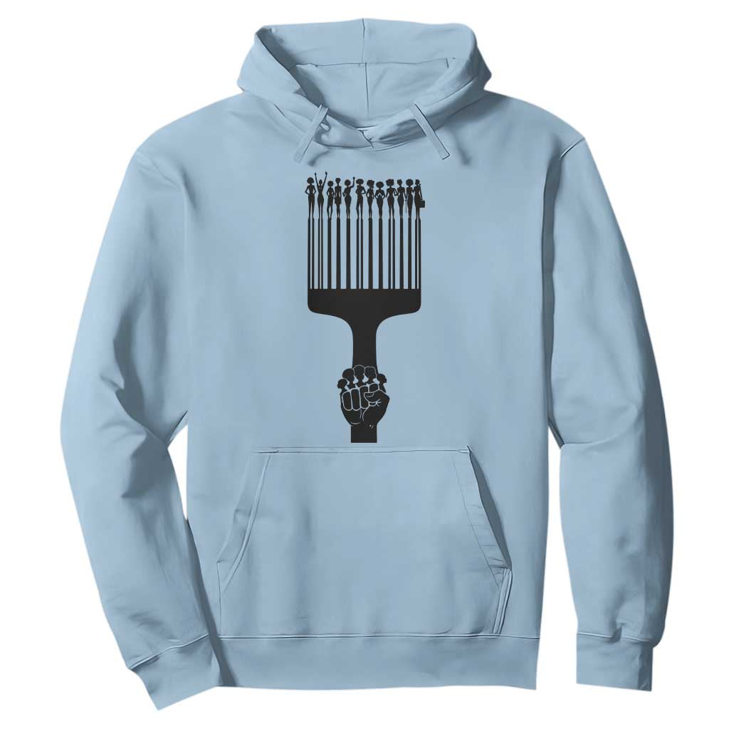 Afro Pick Comb Strong Black Power Fist Hoodie TS11 Light Blue Print Your Wear