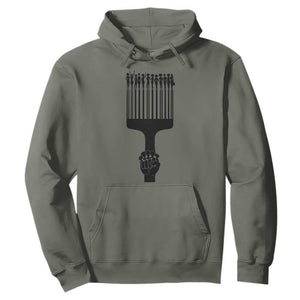 Afro Pick Comb Strong Black Power Fist Hoodie TS11 Military Green Print Your Wear