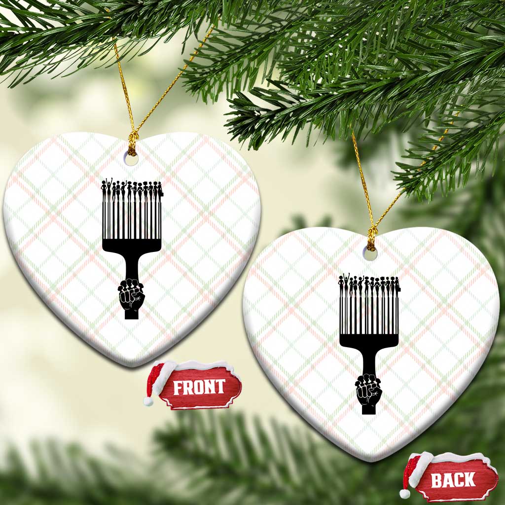 Afro Pick Comb Strong Black Power Fist Ceramic Ornament TS11 Print Your Wear