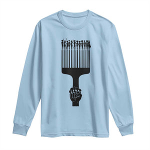 Afro Pick Comb Strong Black Power Fist Long Sleeve Shirt TS11 Light Blue Print Your Wear