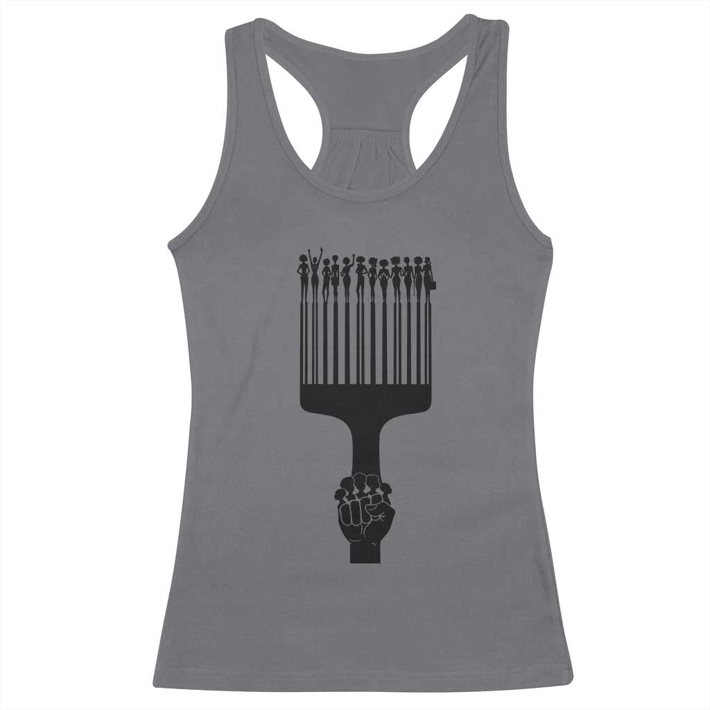 Afro Pick Comb Strong Black Power Fist Racerback Tank Top TS11 Charcoal Print Your Wear