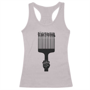 Afro Pick Comb Strong Black Power Fist Racerback Tank Top TS11 Ice Gray Print Your Wear