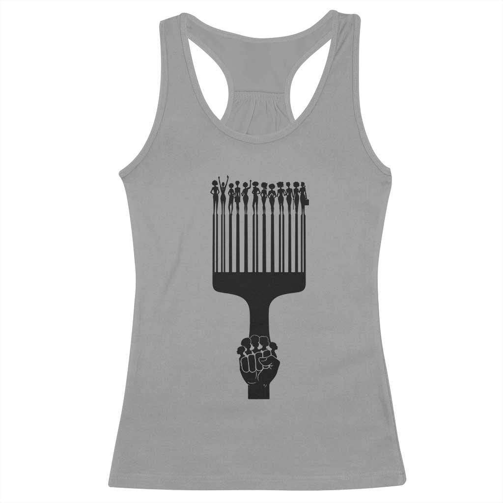 Afro Pick Comb Strong Black Power Fist Racerback Tank Top TS11 Sport Gray Print Your Wear