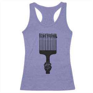 Afro Pick Comb Strong Black Power Fist Racerback Tank Top TS11 Violet Print Your Wear