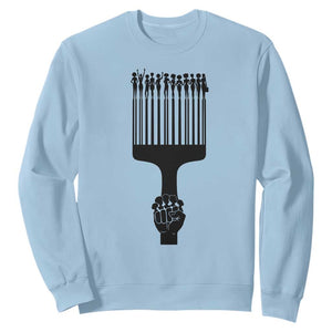 Afro Pick Comb Strong Black Power Fist Sweatshirt TS11 Light Blue Print Your Wear