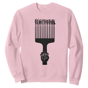 Afro Pick Comb Strong Black Power Fist Sweatshirt TS11 Light Pink Print Your Wear
