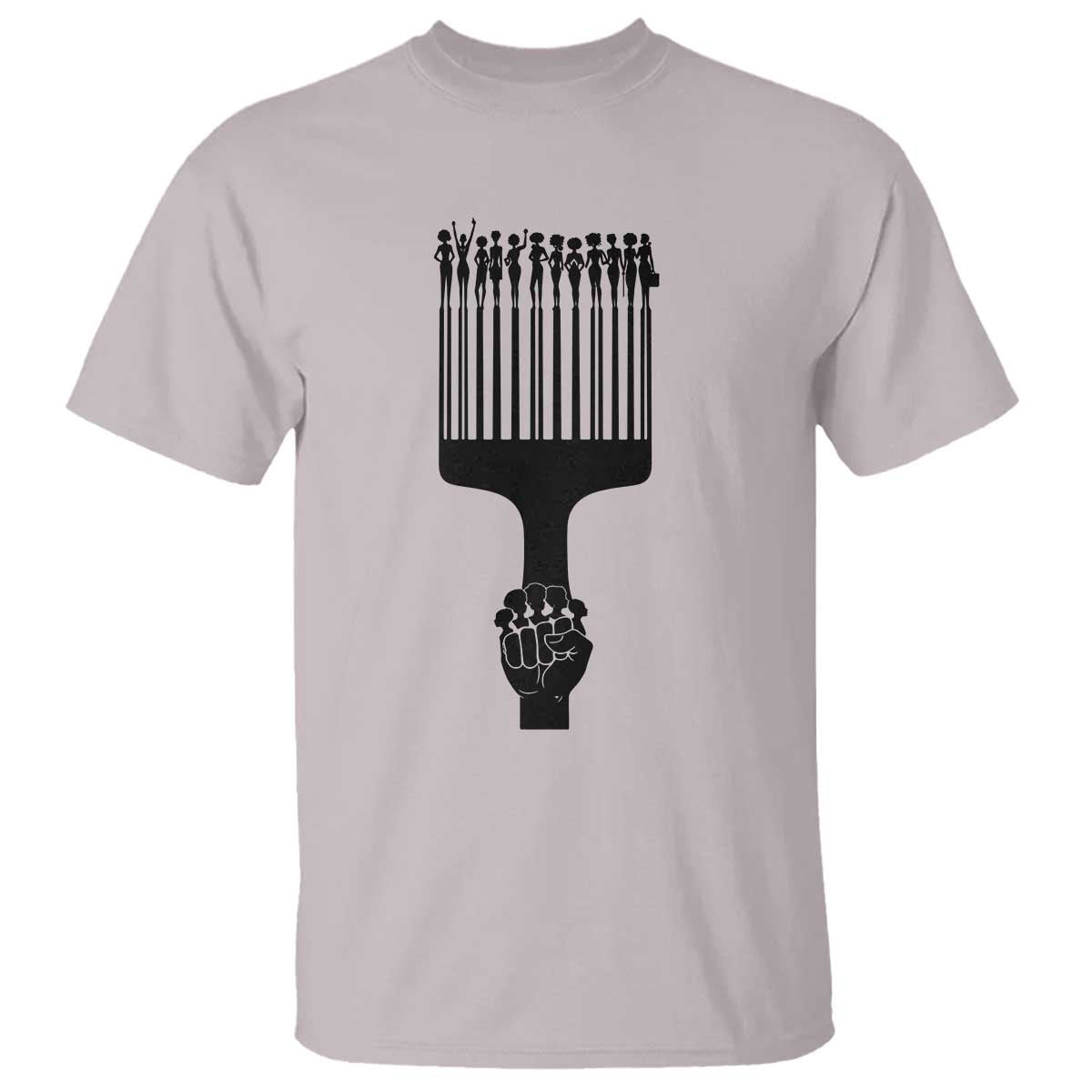 Afro Pick Comb Strong Black Power Fist T Shirt TS11 Ice Gray Print Your Wear