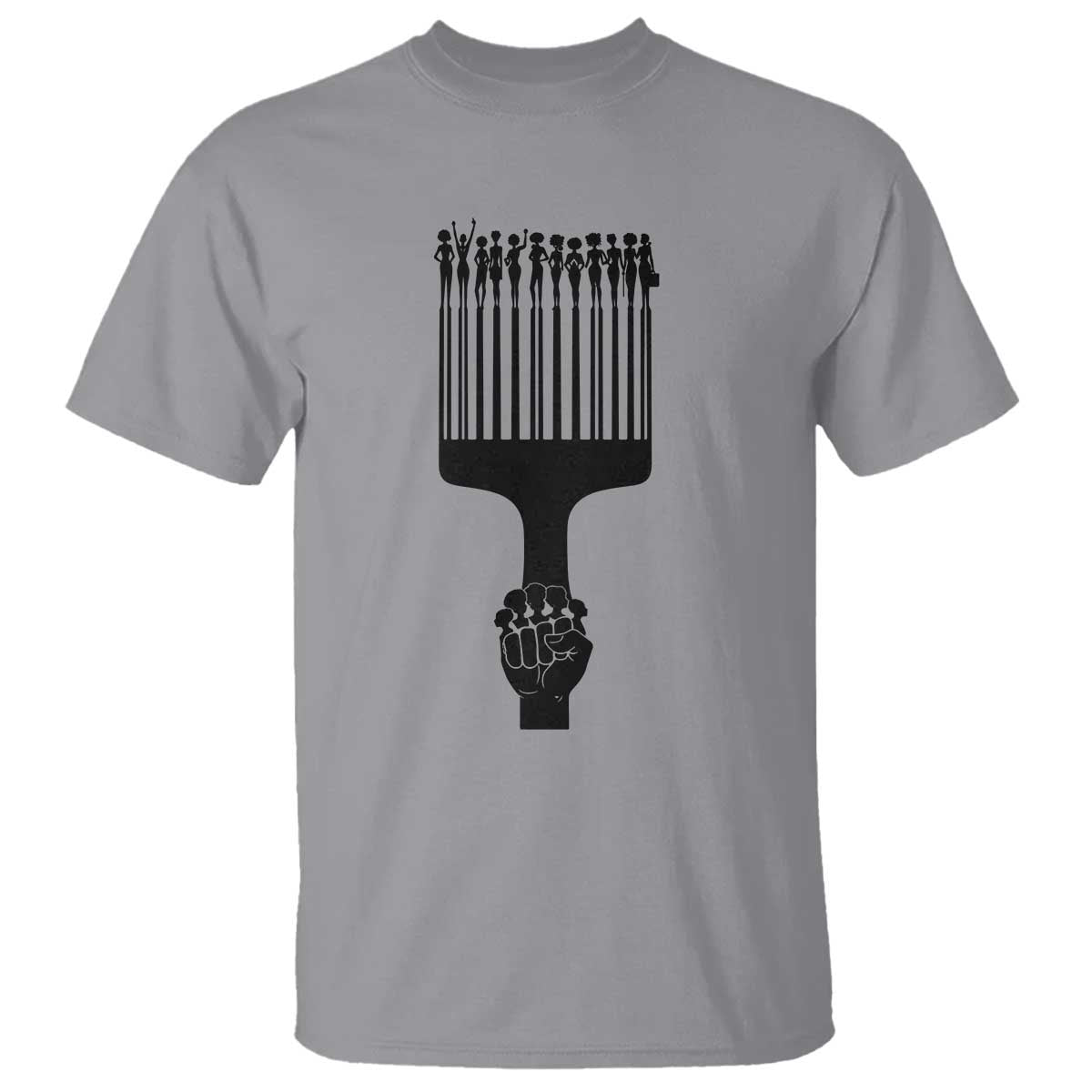 Afro Pick Comb Strong Black Power Fist T Shirt TS11 Sport Gray Print Your Wear