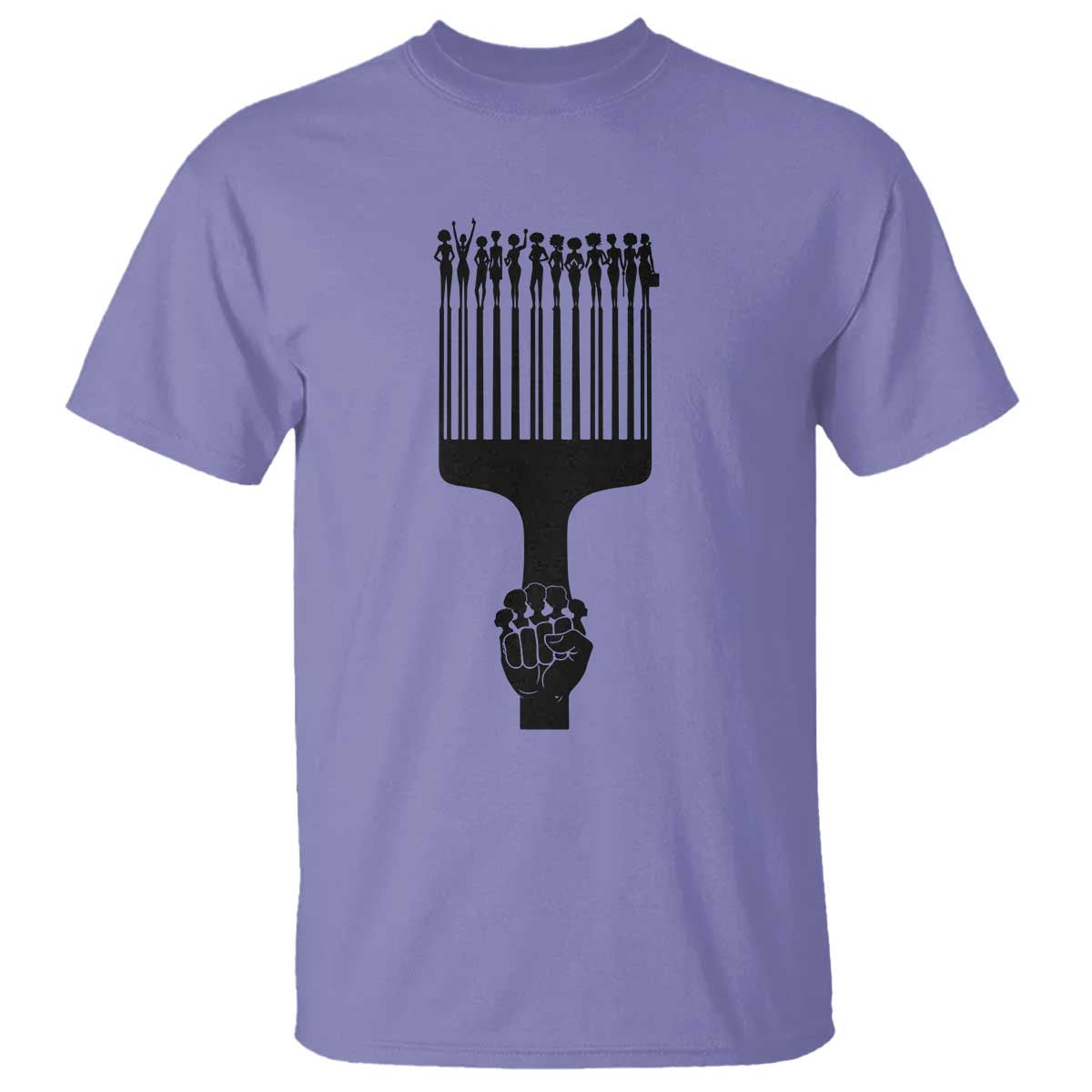 Afro Pick Comb Strong Black Power Fist T Shirt TS11 Violet Print Your Wear