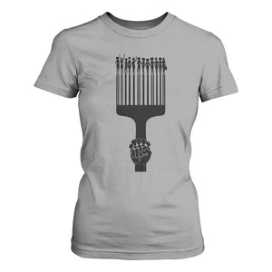 Afro Pick Comb Strong Black Power Fist T Shirt For Women TS11 Sport Gray Print Your Wear