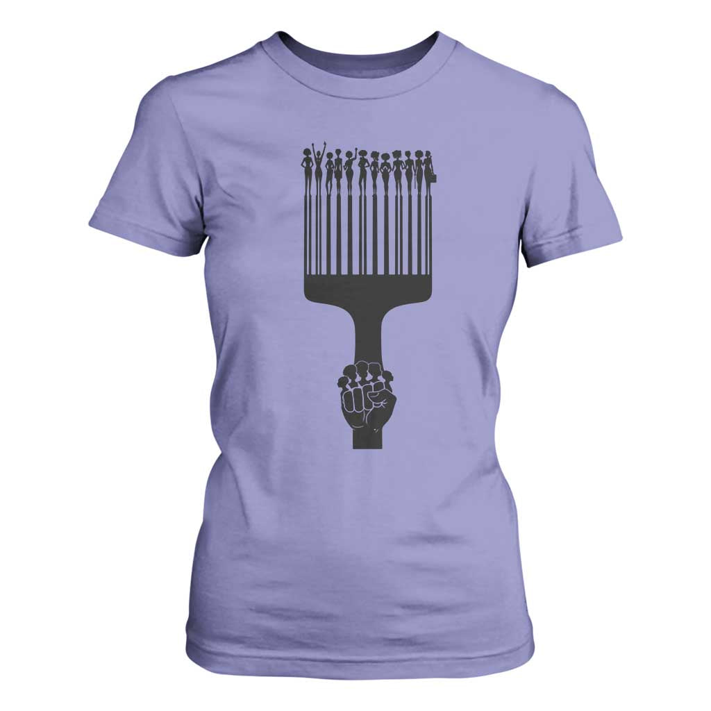 Afro Pick Comb Strong Black Power Fist T Shirt For Women TS11 Violet Print Your Wear