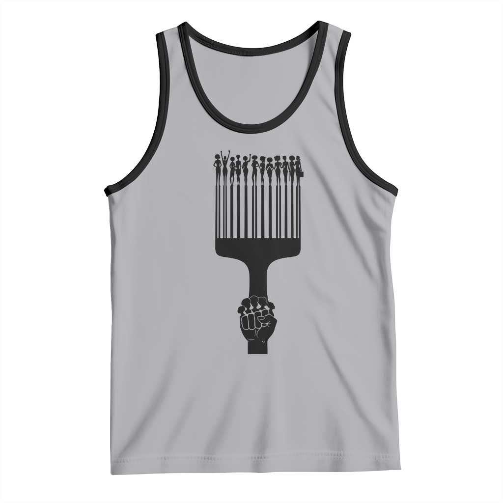 Afro Pick Comb Strong Black Power Fist Tank Top TS11 Athletic Heather Black Print Your Wear