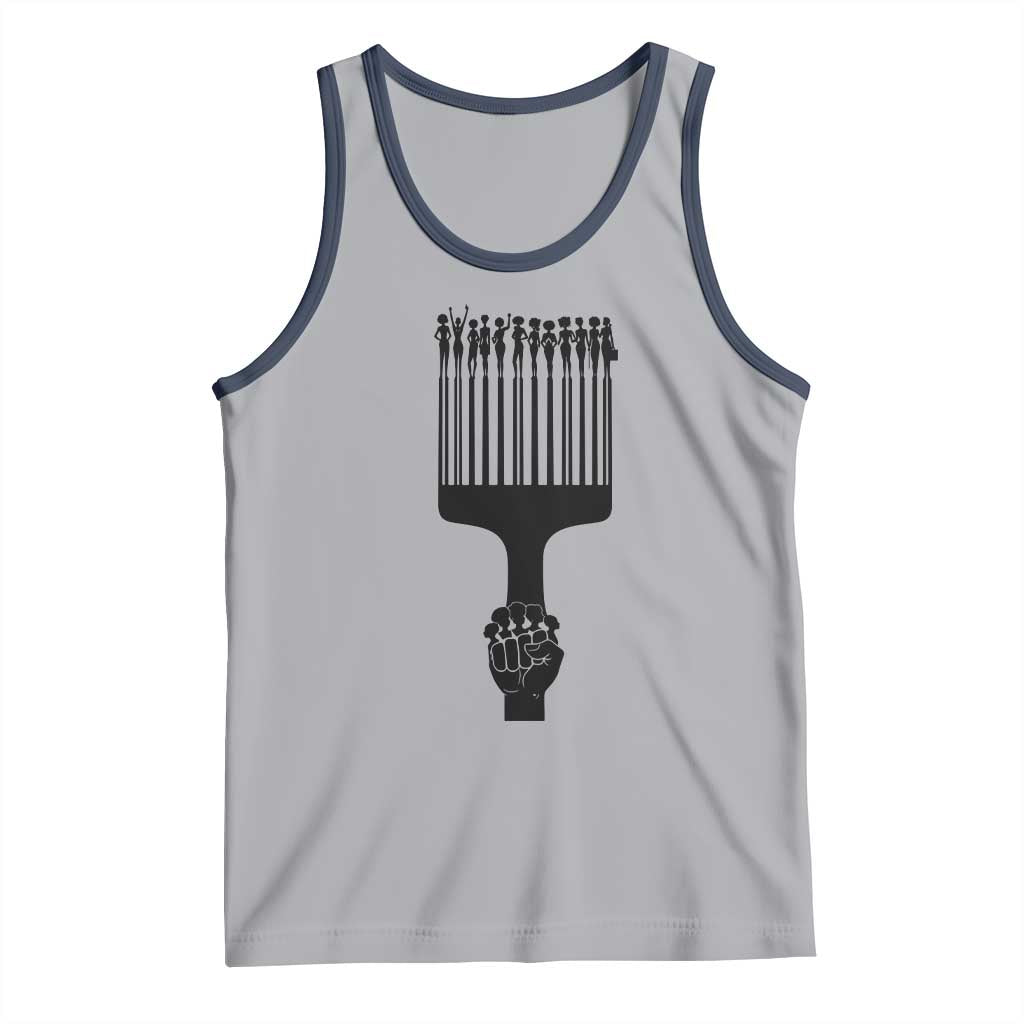 Afro Pick Comb Strong Black Power Fist Tank Top TS11 Athletic Heather Navy Print Your Wear