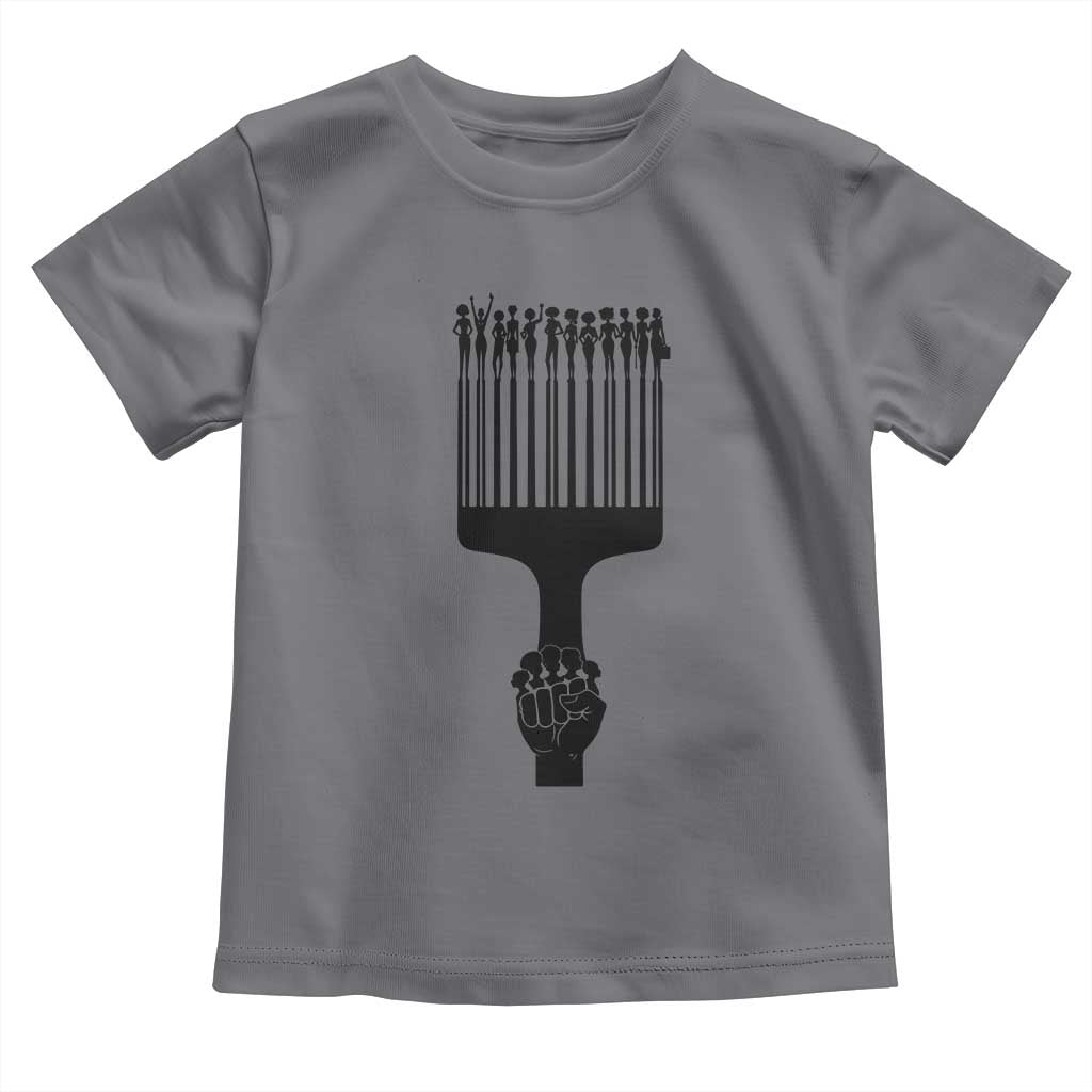 Afro Pick Comb Strong Black Power Fist Toddler T Shirt TS11 Charcoal Print Your Wear