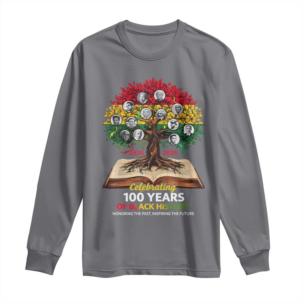 Celebrating 100 Years Of Black History Honoring The Past Inspiring The Future Long Sleeve Shirt Black Leaders TS11 Charcoal Print Your Wear