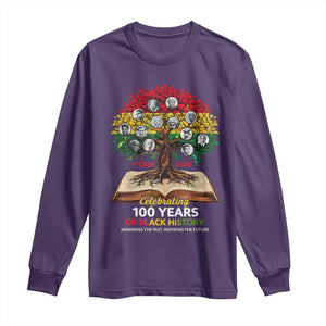Celebrating 100 Years Of Black History Honoring The Past Inspiring The Future Long Sleeve Shirt Black Leaders TS11 Purple Print Your Wear