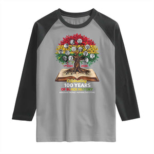 Celebrating 100 Years Of Black History Honoring The Past Inspiring The Future Raglan Shirt Black Leaders TS11 Sport Gray Black Print Your Wear