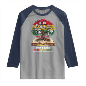 Celebrating 100 Years Of Black History Honoring The Past Inspiring The Future Raglan Shirt Black Leaders TS11 Sport Gray Navy Print Your Wear